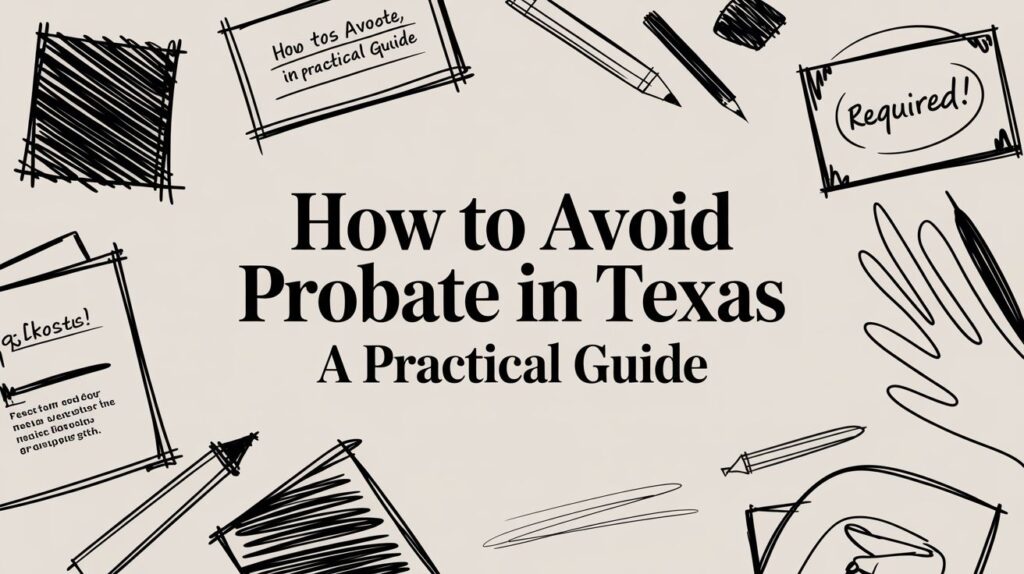 How to Avoid Probate in Texas, practical guide with sketches of documents and notes, related to estate planning for Atascocita families.