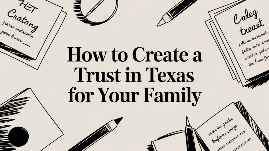 How to Create a Trust in Texas for Your Family with notes and pens on a desk, representing estate planning and legal guidance.