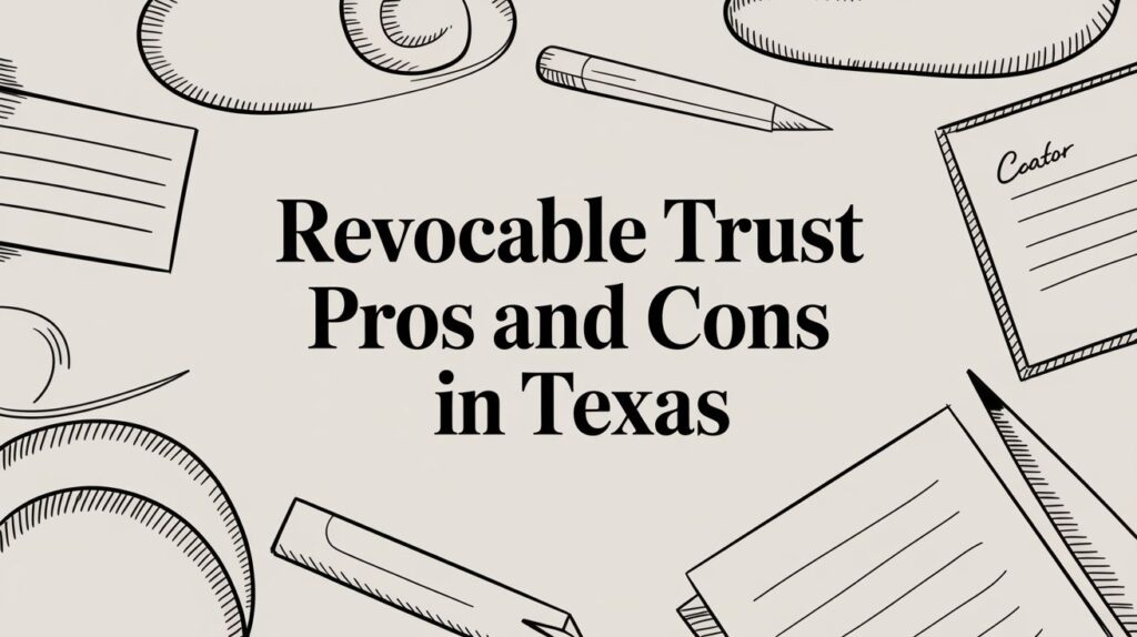 Revocable trust pros and cons in Texas with legal documents and writing tools, relevant to estate planning for Atascocita families.